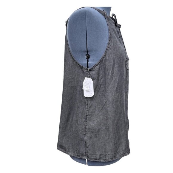 TIME & TRU Chambray Halter Top Tie‎ Back Keyhole Womens XXL / XXXL Black NEW - Picture 2 of 14